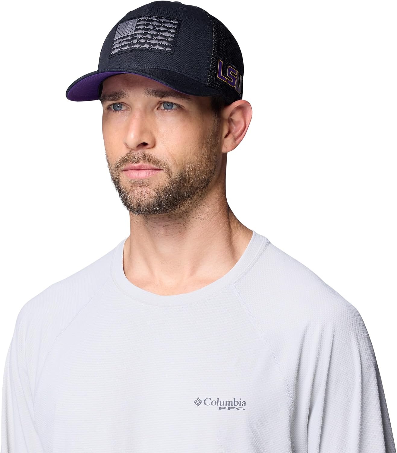 image:imageColumbia Unisex Collegiate PFG Mesh Fish Flag Ball CapLsu Black