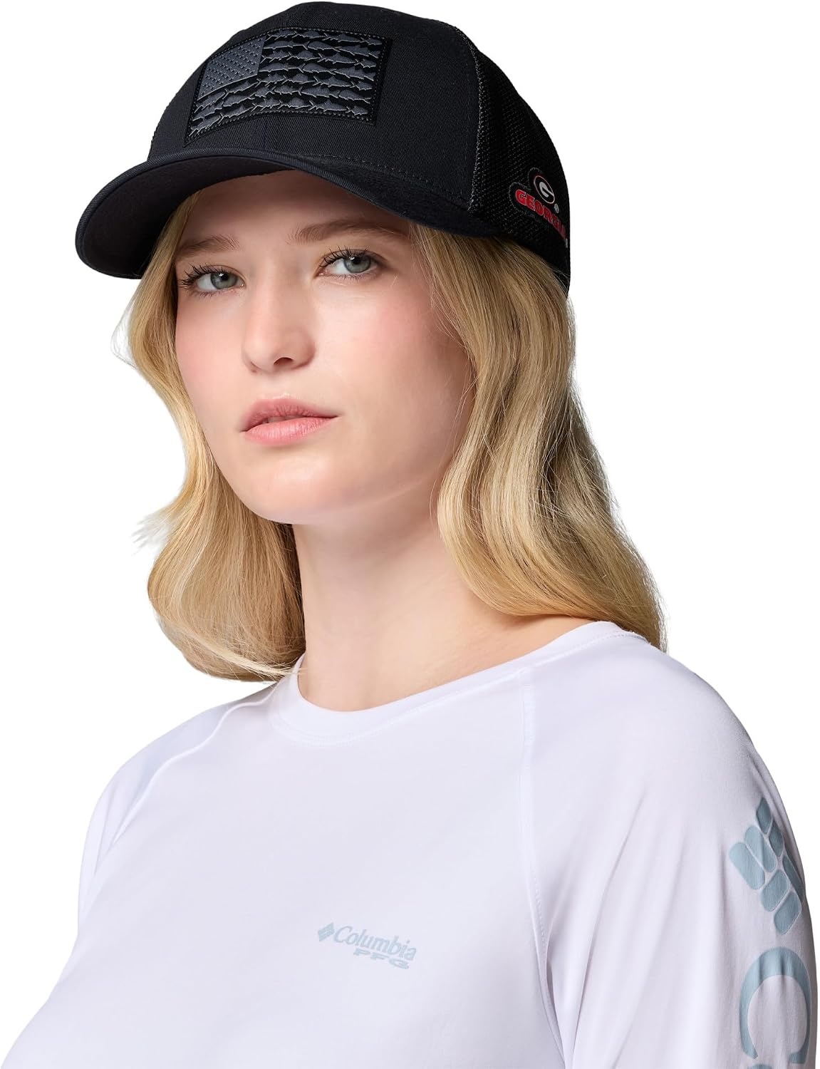 image:imageColumbia Unisex Collegiate PFG Mesh Fish Flag Ball CapUga Black