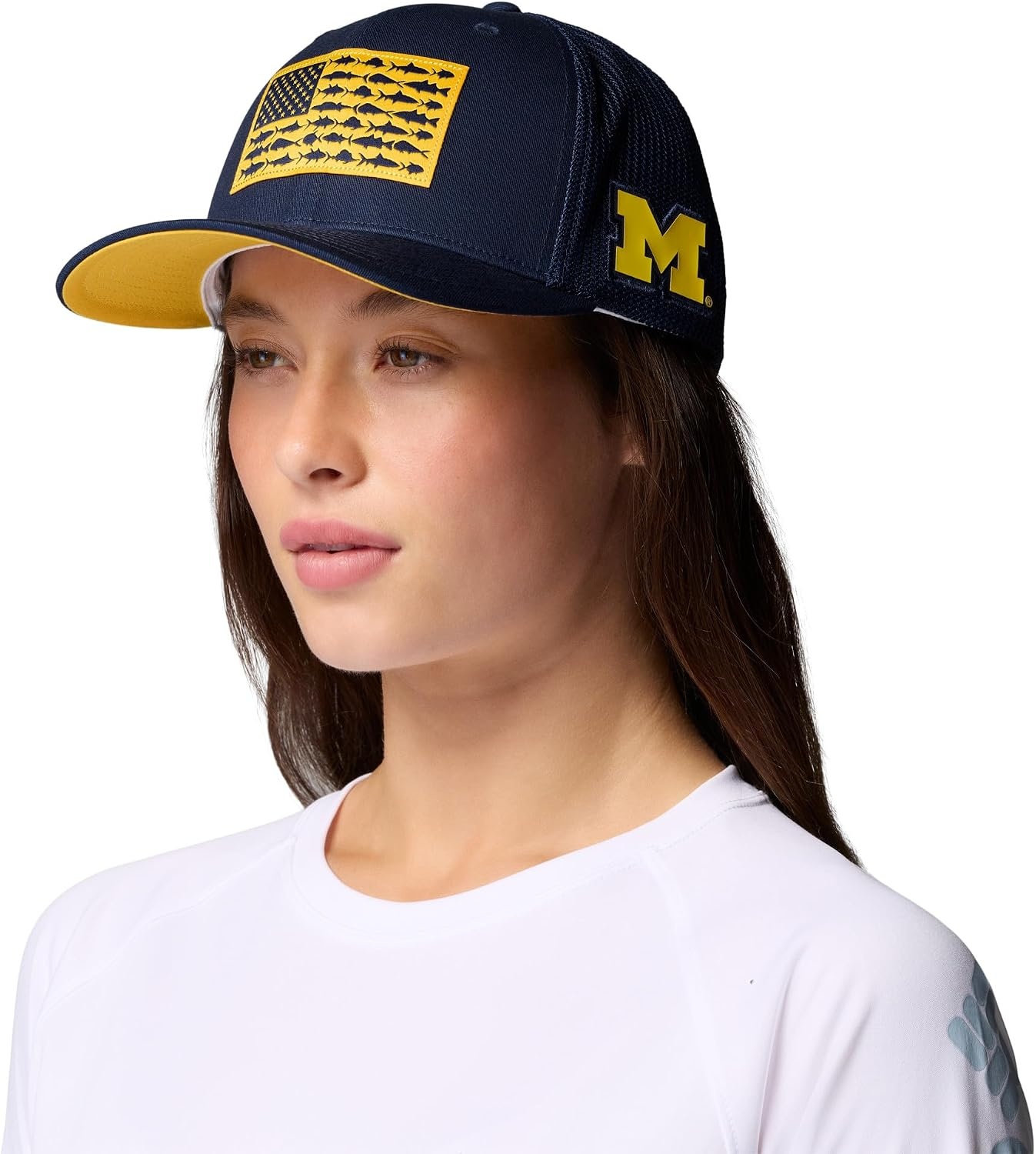 image:imageColumbia Unisex Collegiate PFG Mesh Fish Flag Ball CapUm Collegiate Navy