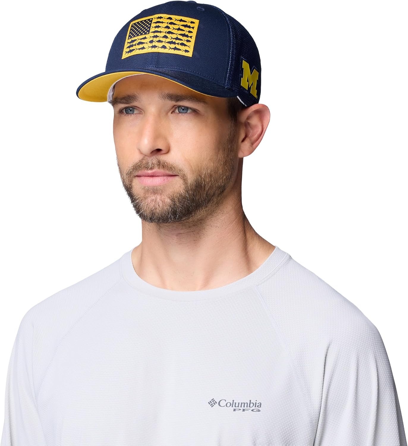 image:imageColumbia Unisex Collegiate PFG Mesh Fish Flag Ball CapUm Collegiate Navy