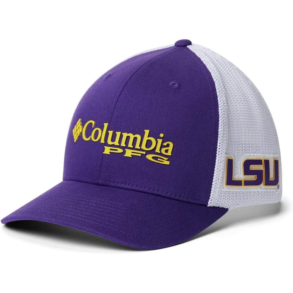 image:imageColumbia NCAA UnisexAdult PFG Mesh Ball Cap LargeXLargeLsu Vivid Purple