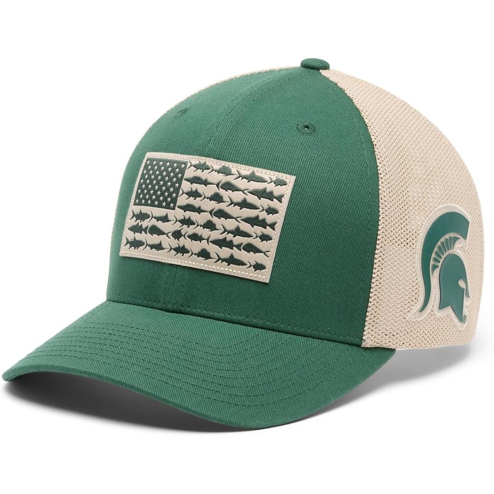 image:imageColumbia Unisex Collegiate PFG Mesh Fish Flag Ball CapMs SpruceAncient Fossil
