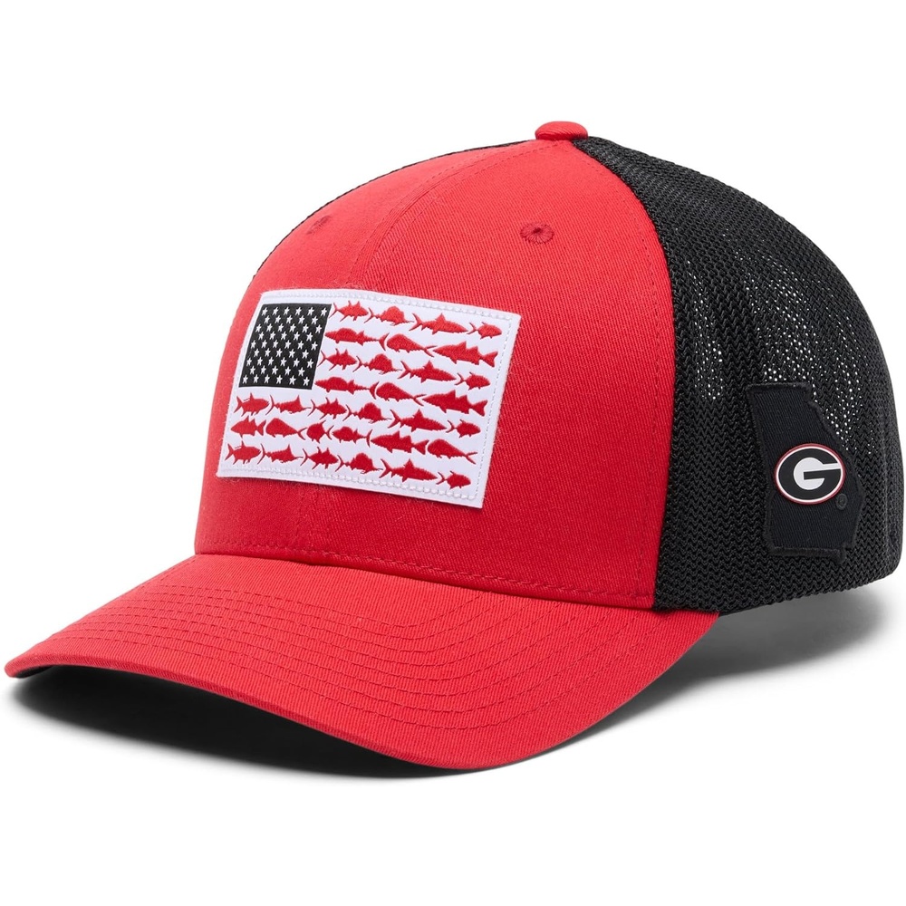 image:imageColumbia Unisex Collegiate PFG Mesh Fish Flag Ball CapUga Bright RedBlack