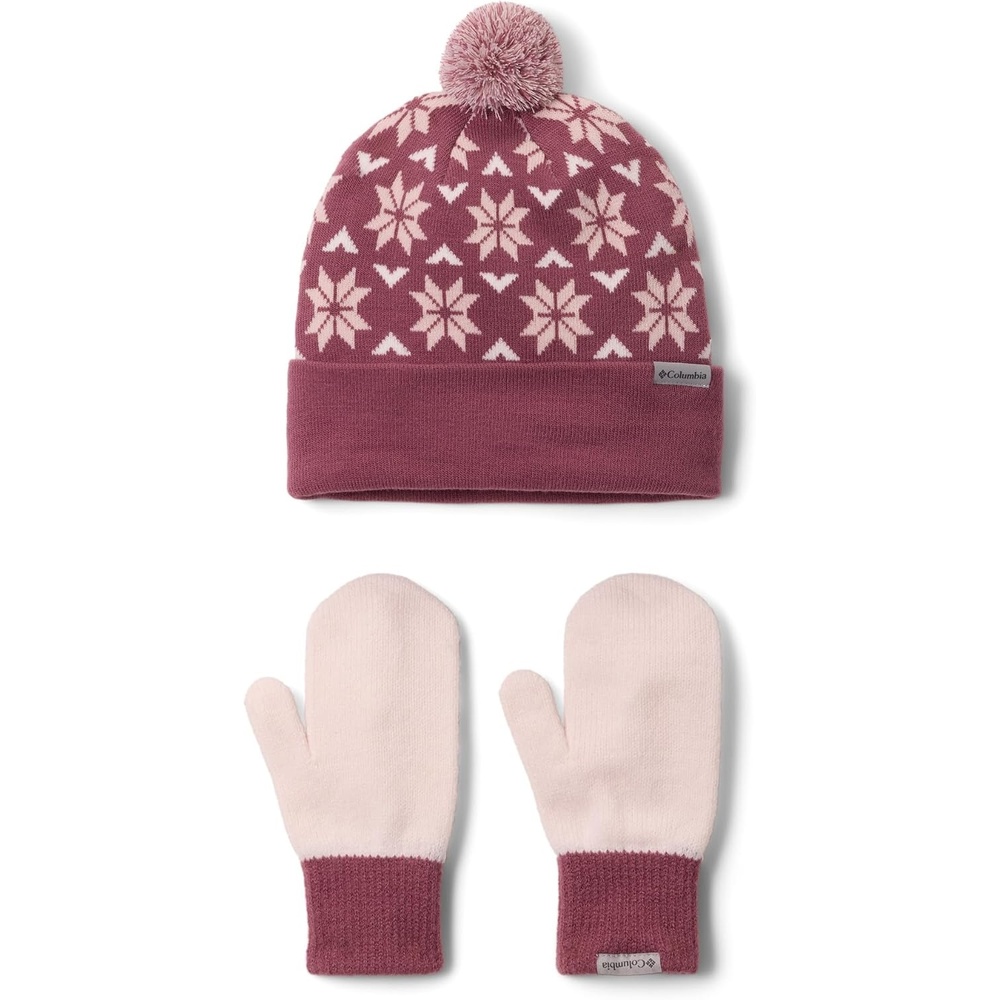image:imageColumbia Womens Snowflake Beanie and Mitten SetAntique MauveMineral PinkPowder Pink