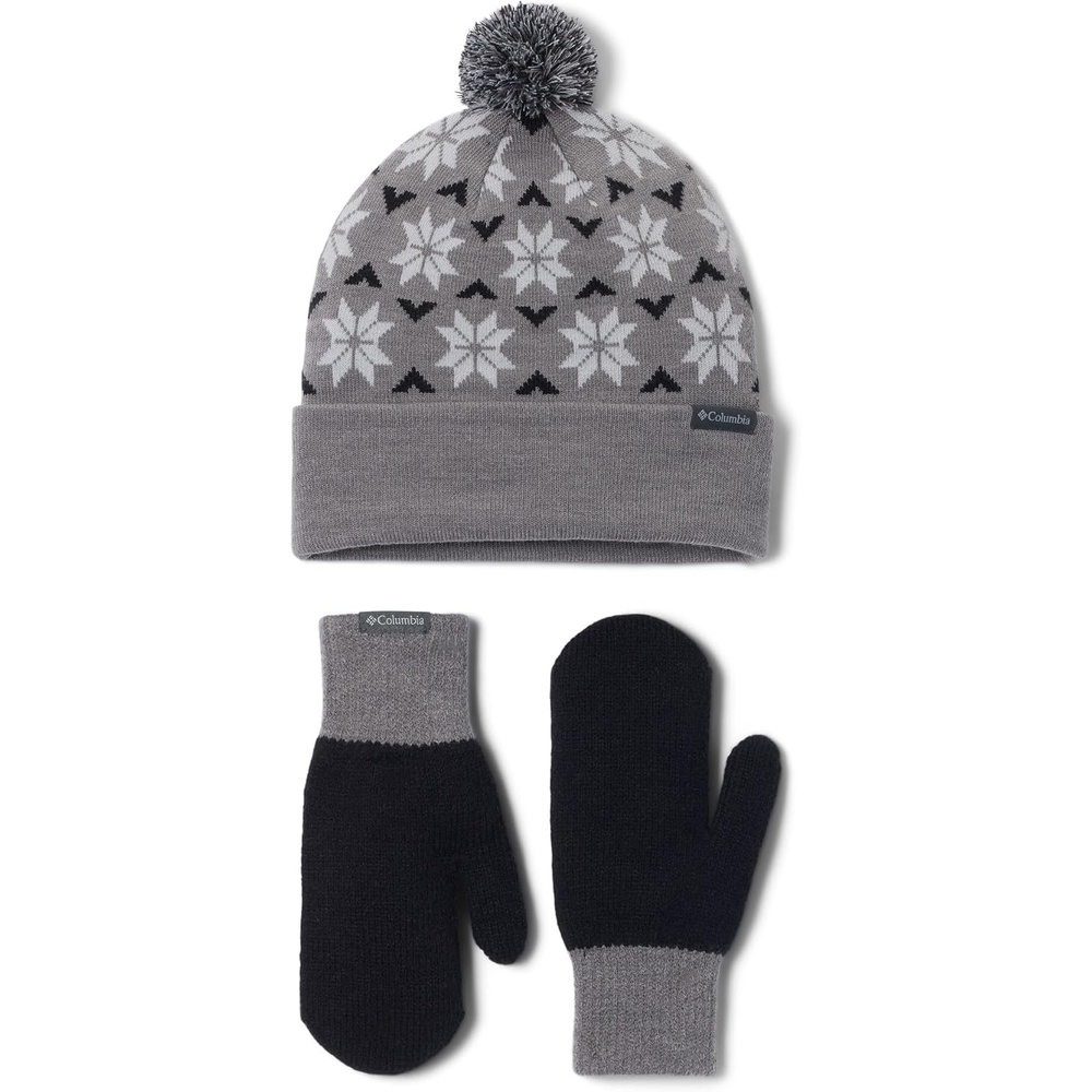 image:imageColumbia Womens Snowflake Beanie and Mitten SetCity Grey HeatherColumbia Grey