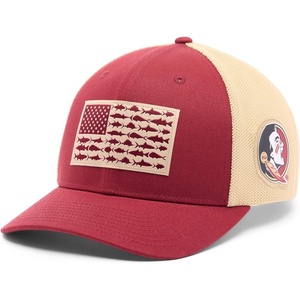 Columbia Unisex Collegiate PFG Mesh Fish Flag Ball Cap(Fsu – Cabernet/Sierra Tan)