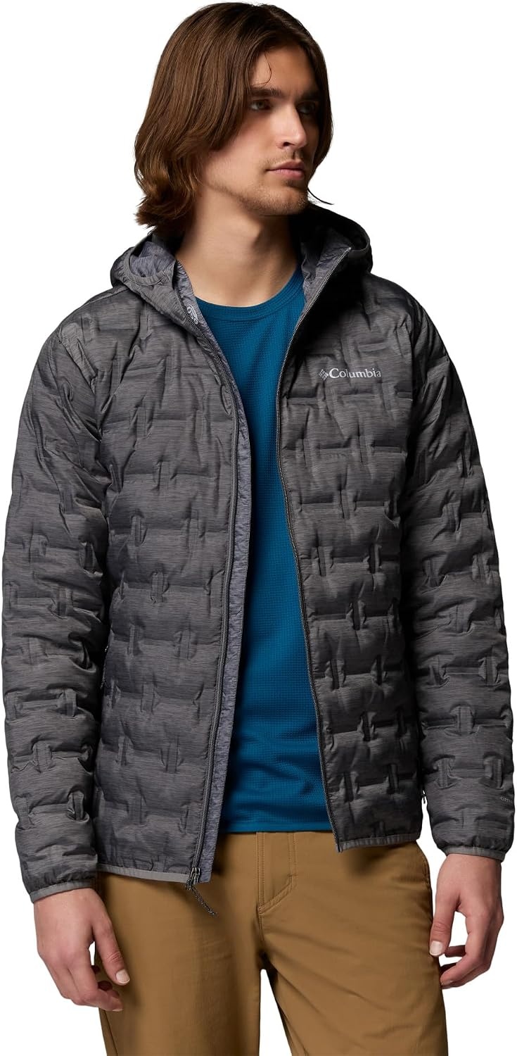 image:imageColumbia Mens Delta Ridge II Down Hooded JacketCity Grey Heather Print