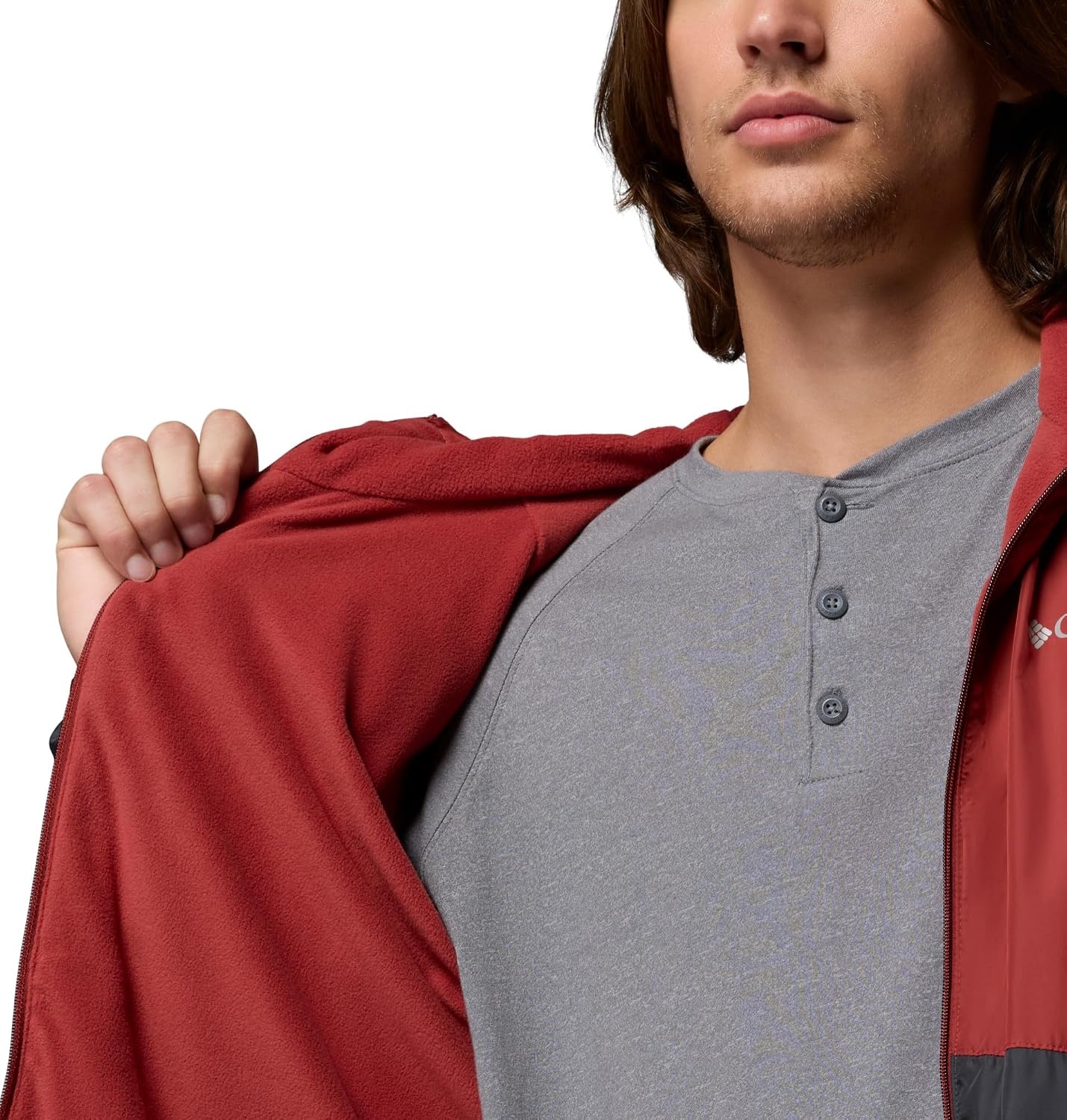 image:imageColumbia Mens Hazen Pines Lined WindbreakerRed OxideShark