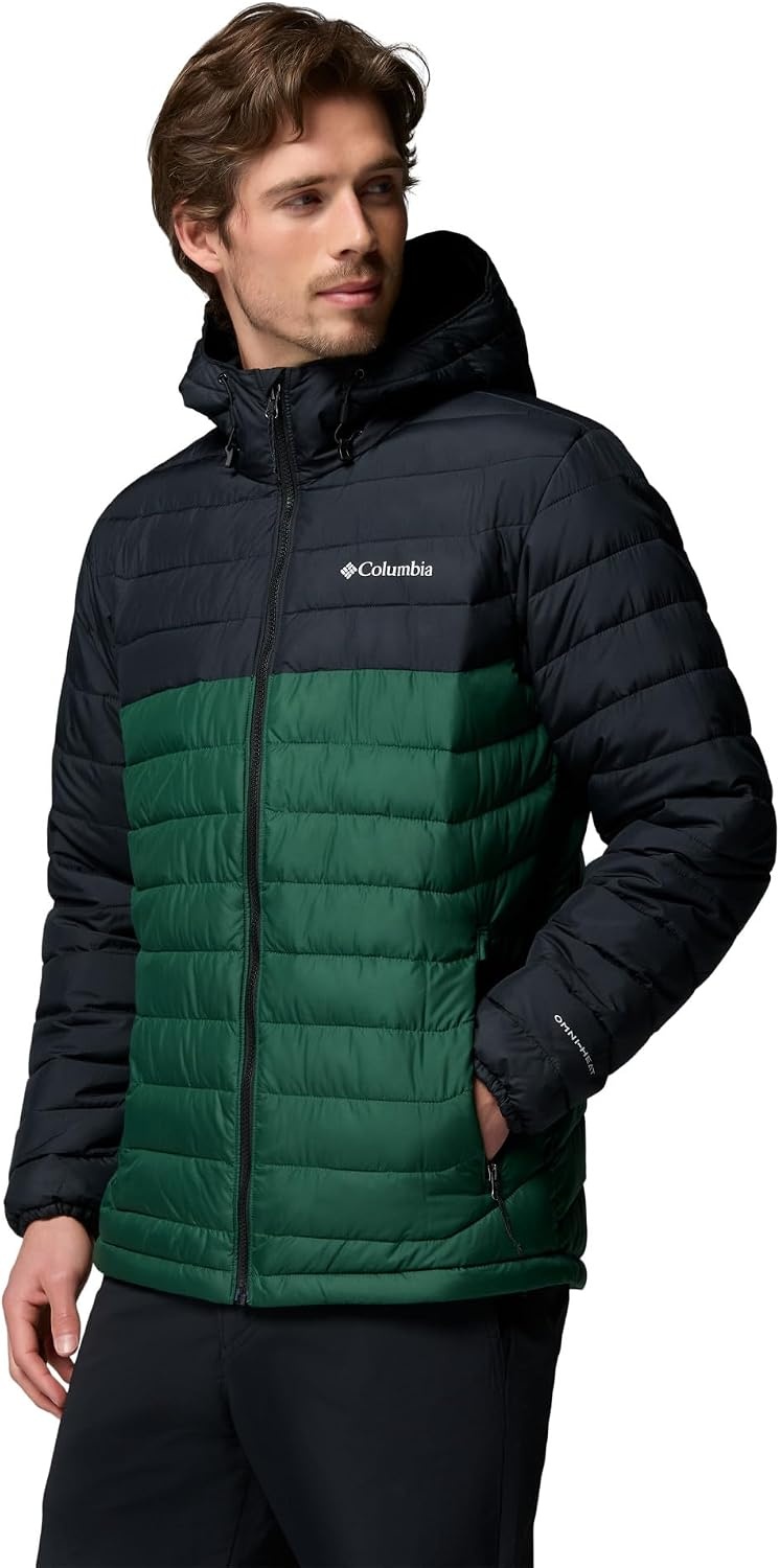 image:imageColumbia Mens Powder Lite II Hooded JacketRain ForestBlack