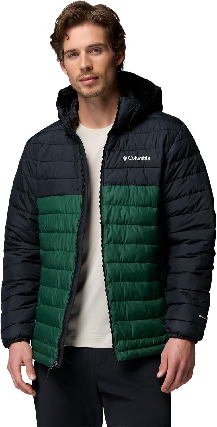image:imageColumbia Mens Powder Lite II Hooded JacketRain ForestBlack