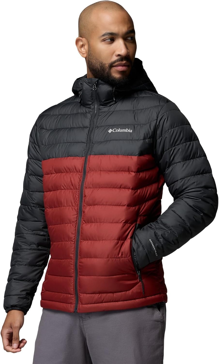 image:imageColumbia Mens Powder Lite II Hooded JacketRed OxideShark