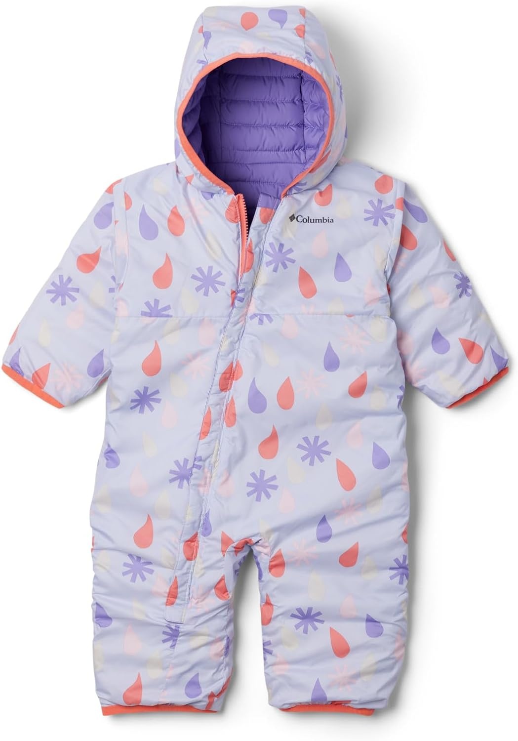 image:imageColumbia Kids Powder Lite II Reversible Bunting InfantSnowdriftPaisley PurpleHot Coral