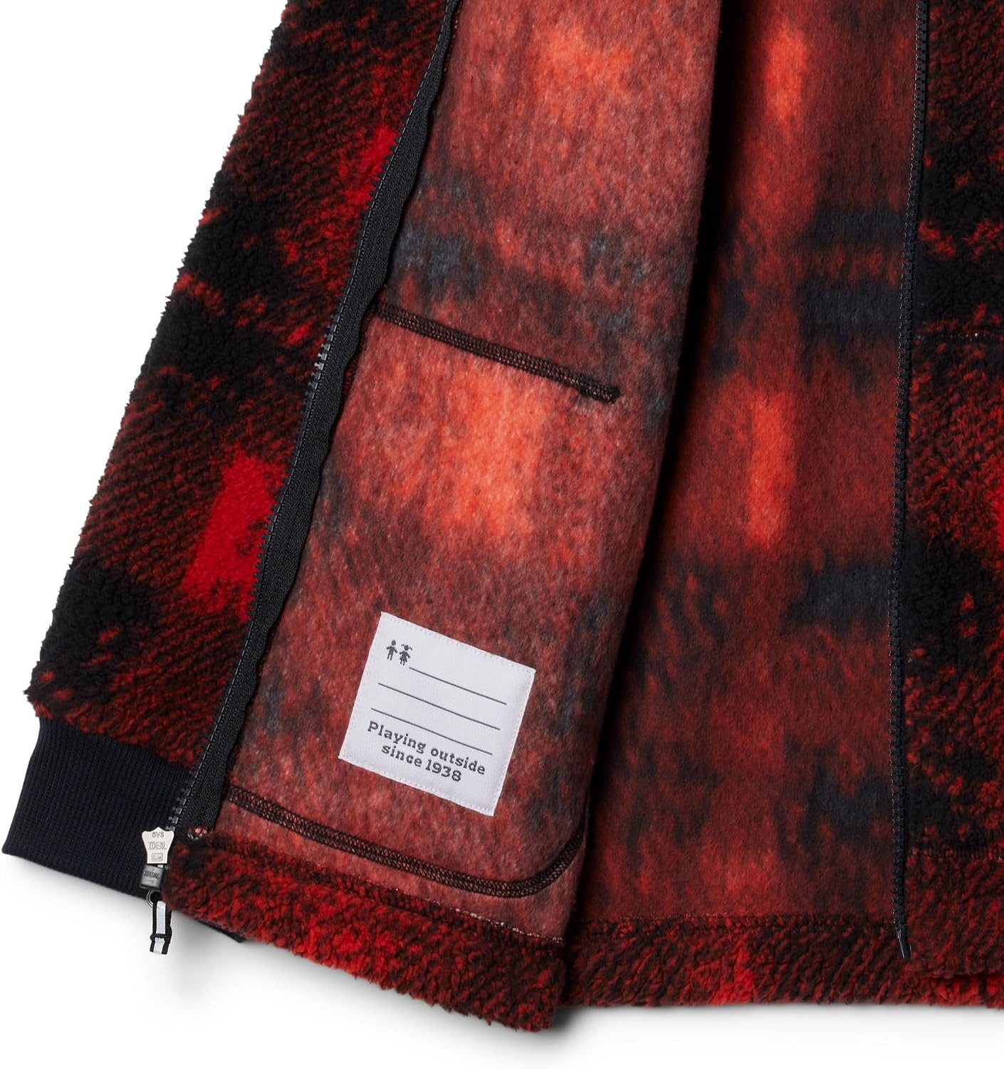 image:imageColumbia Kids Rugged Ridge Ii Printed Sherpa Full Zip little KidBig KidSail Red Omblur Tonal