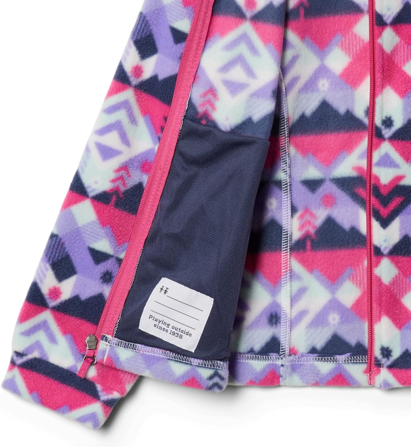 image:imageColumbia Youth Girls Toddler Benton Springs II Printed Fleece JacketWhite Checkpoint