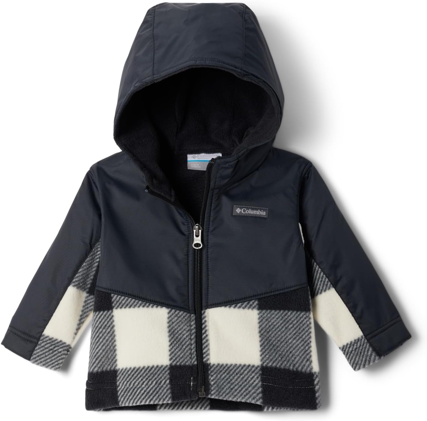 image:imageColumbia Youth Infant Steens Mountain II Overlay Fleece HoodieChalk CheckBlack