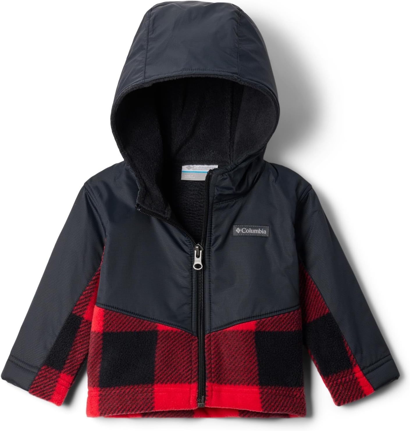 image:imageColumbia Youth Infant Steens Mountain II Overlay Fleece HoodieMountain Red CheckBlack