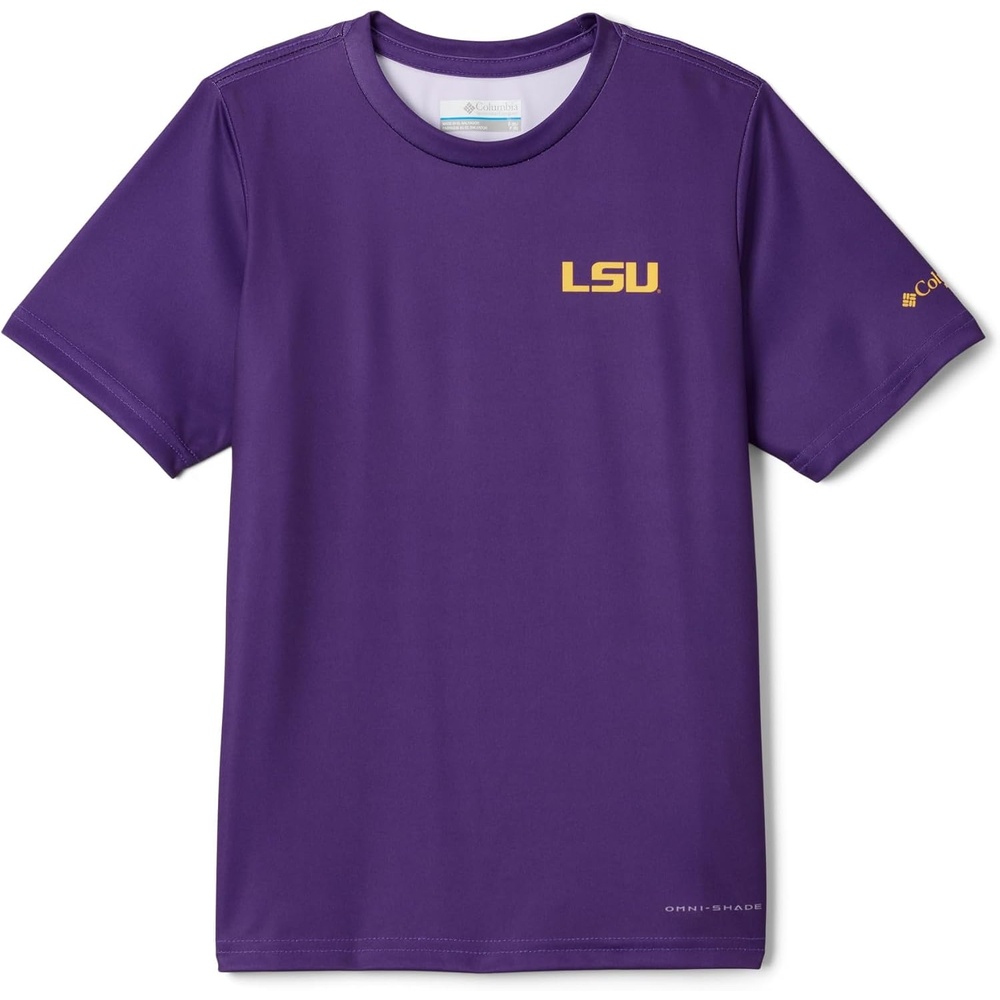 image:imageColumbia Boys Collegiate Terminal Tackle Short Sleeve ShirtLsu Vivid Purple