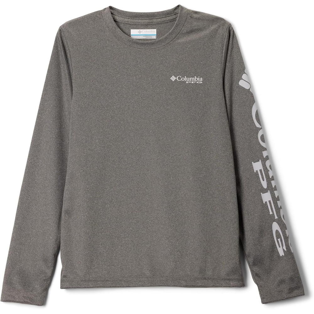 image:imageColumbia boys Terminal Tackle Long Sleeve TeeCharcoal HeatherCool Grey Logo