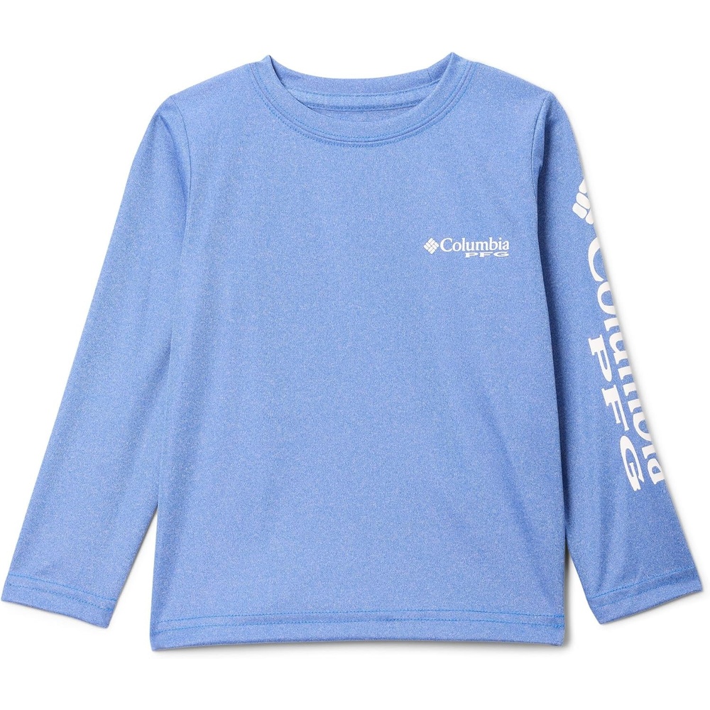 image:imageColumbia boys Terminal Tackle Long Sleeve TeeVivid Blue HeatherWhite Logo