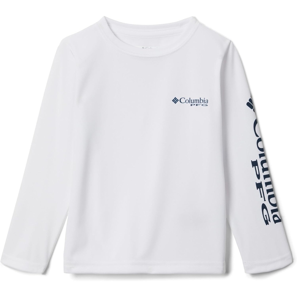 image:imageColumbia boys Terminal Tackle Long Sleeve TeeWhiteCollegiate Navy Logo