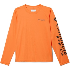 Columbia boys Terminal Tackle Long Sleeve Tee(Orange Blast/Black Logo)