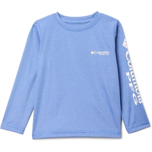 Columbia boys Terminal Tackle Long Sleeve Tee(Vivid Blue Heather/White Logo)