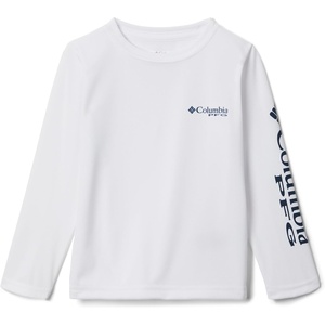 Columbia boys Terminal Tackle Long Sleeve Tee(White/Collegiate Navy Logo)