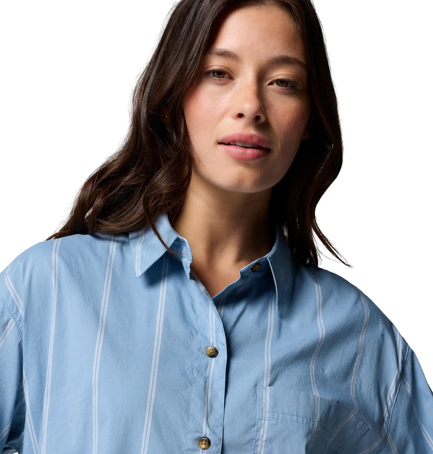 image:imageColumbia Womens Bijou Hills Oversize Long Sleeve Woven ShirtRainy DayDouble Stripe