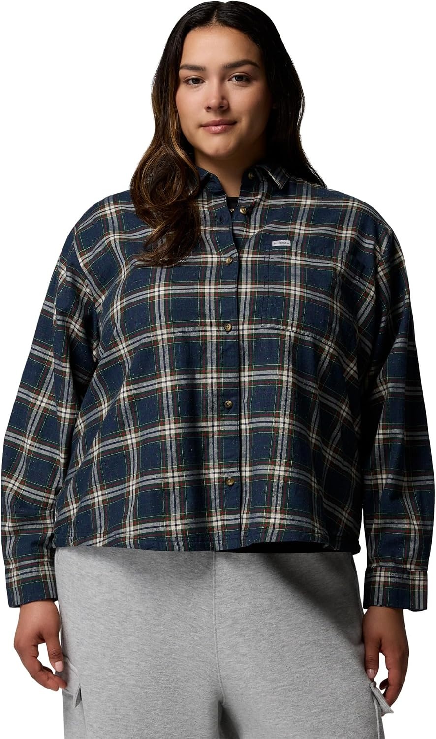 image:imageColumbia Womens Blue Point Creek Woven Long Sleeve ShirtCollegiate Navy Everyday Tartan