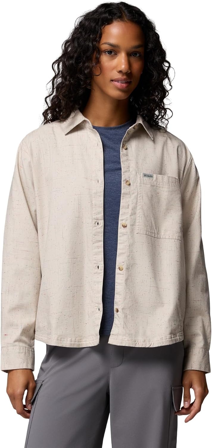 image:imageColumbia Womens Blue Point Creek Woven Long Sleeve ShirtDark Stone