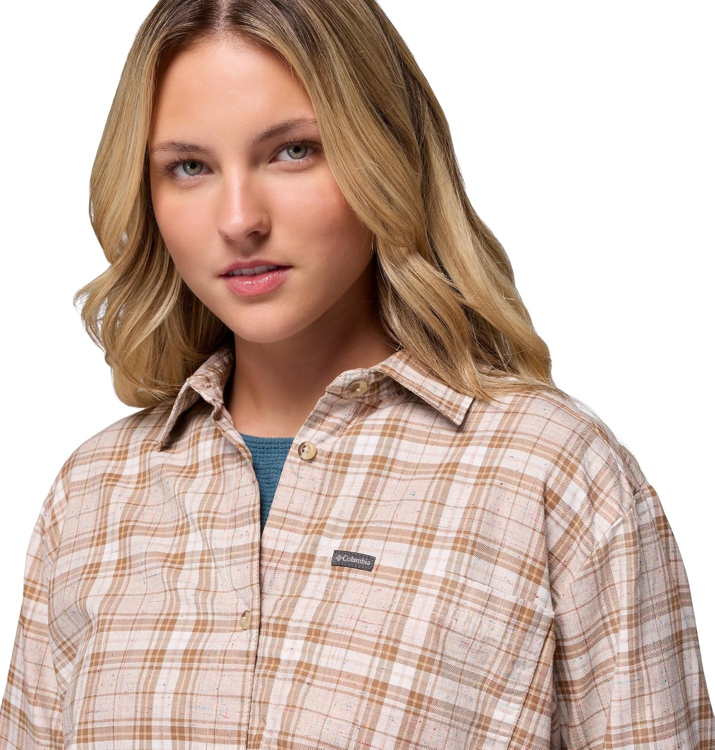 image:imageColumbia Womens Blue Point Creek Woven Long Sleeve ShirtDark Stone Everyday Tartan