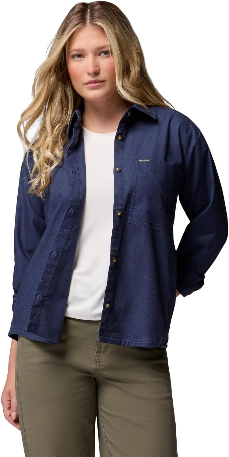 image:imageColumbia Womens Blue Point Creek Woven Long Sleeve ShirtNocturnal