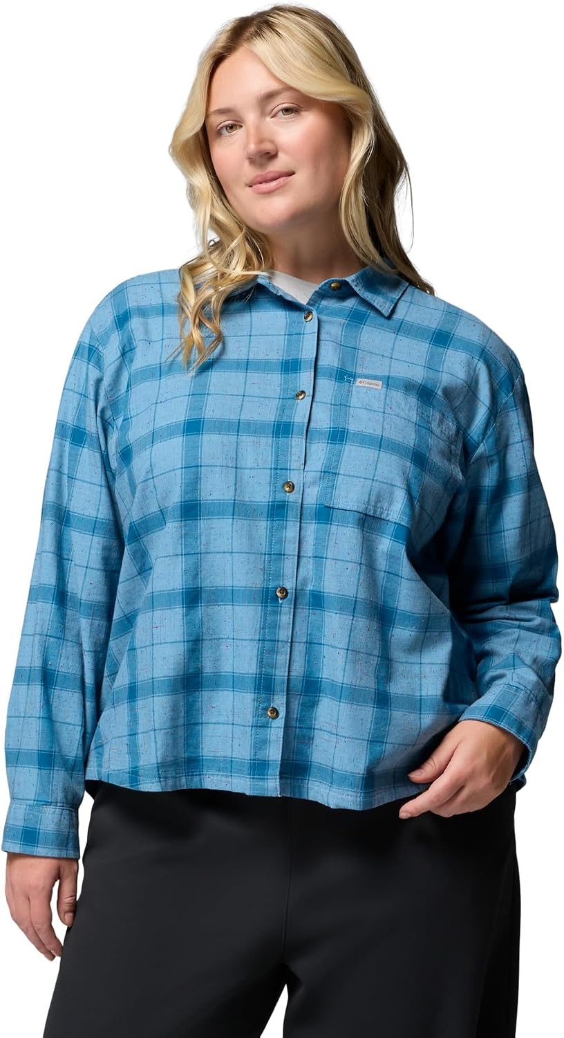 image:imageColumbia Womens Blue Point Creek Woven Long Sleeve ShirtRainy DayWindow Check