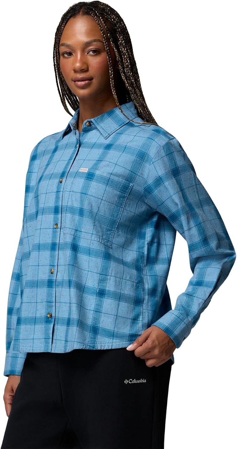image:imageColumbia Womens Blue Point Creek Woven Long Sleeve ShirtRainy DayWindow Check