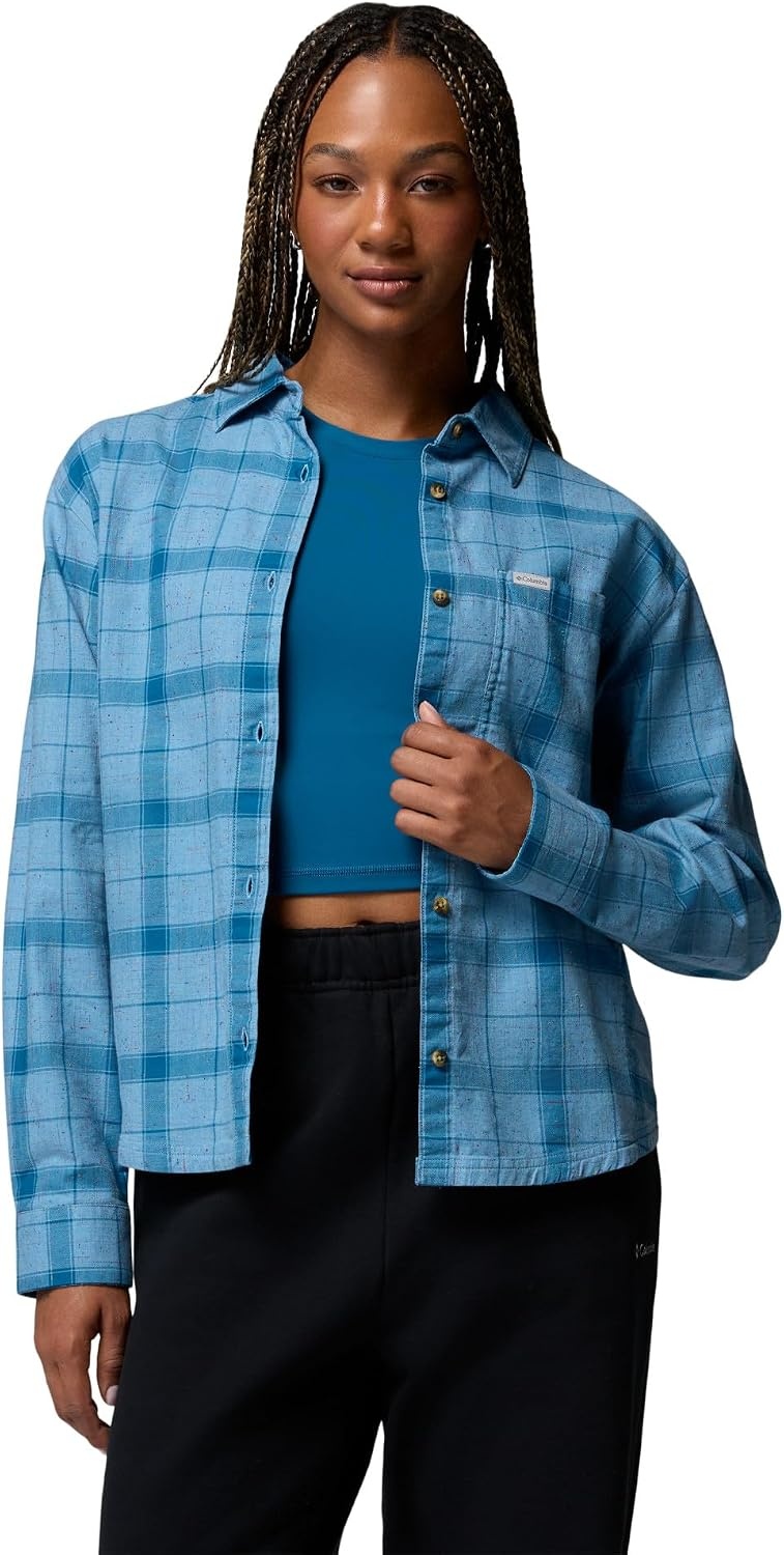 image:imageColumbia Womens Blue Point Creek Woven Long Sleeve ShirtRainy DayWindow Check