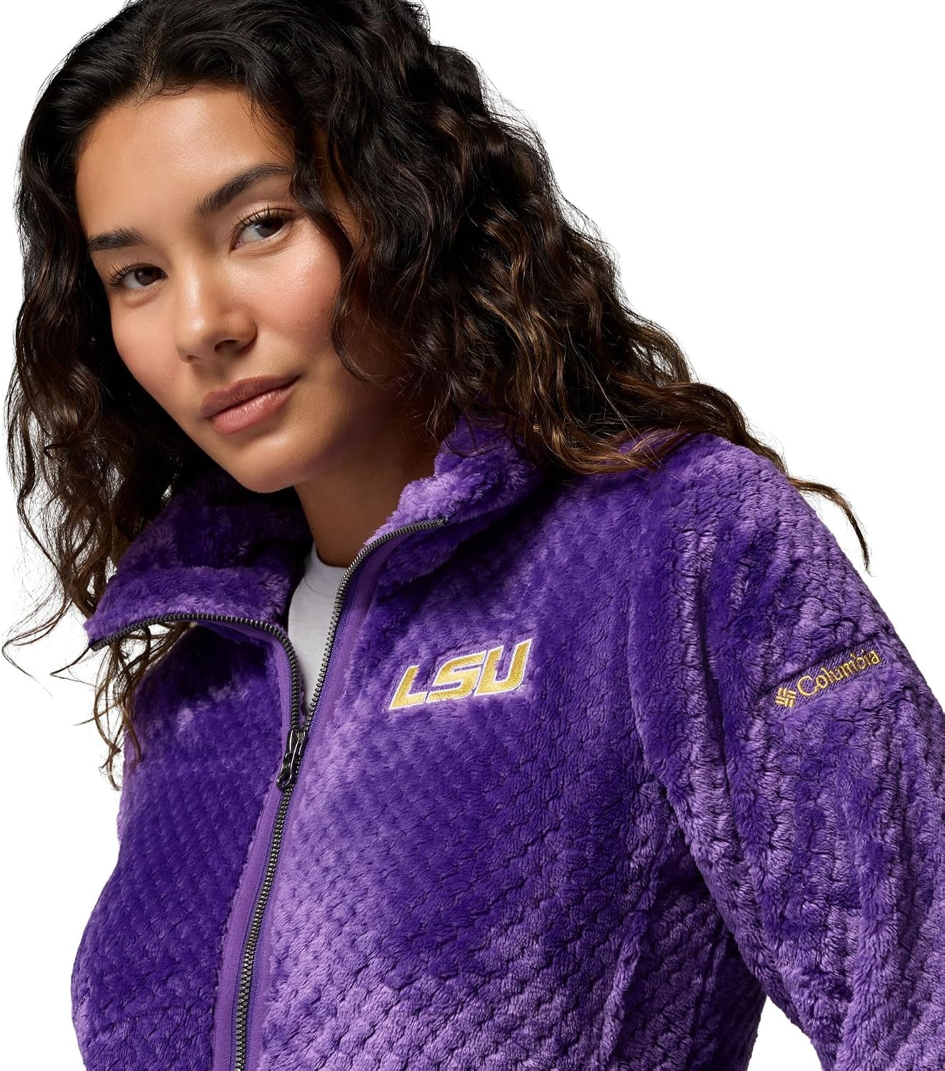image:imageColumbia Womens Collegiate Fire Side II Sherpa Full ZipLsu Vivid Purple