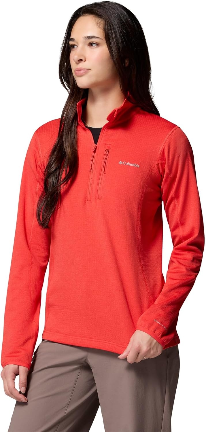 image:imageColumbia Womens Essential Hike Grid Fleece Half ZipPoppy Red