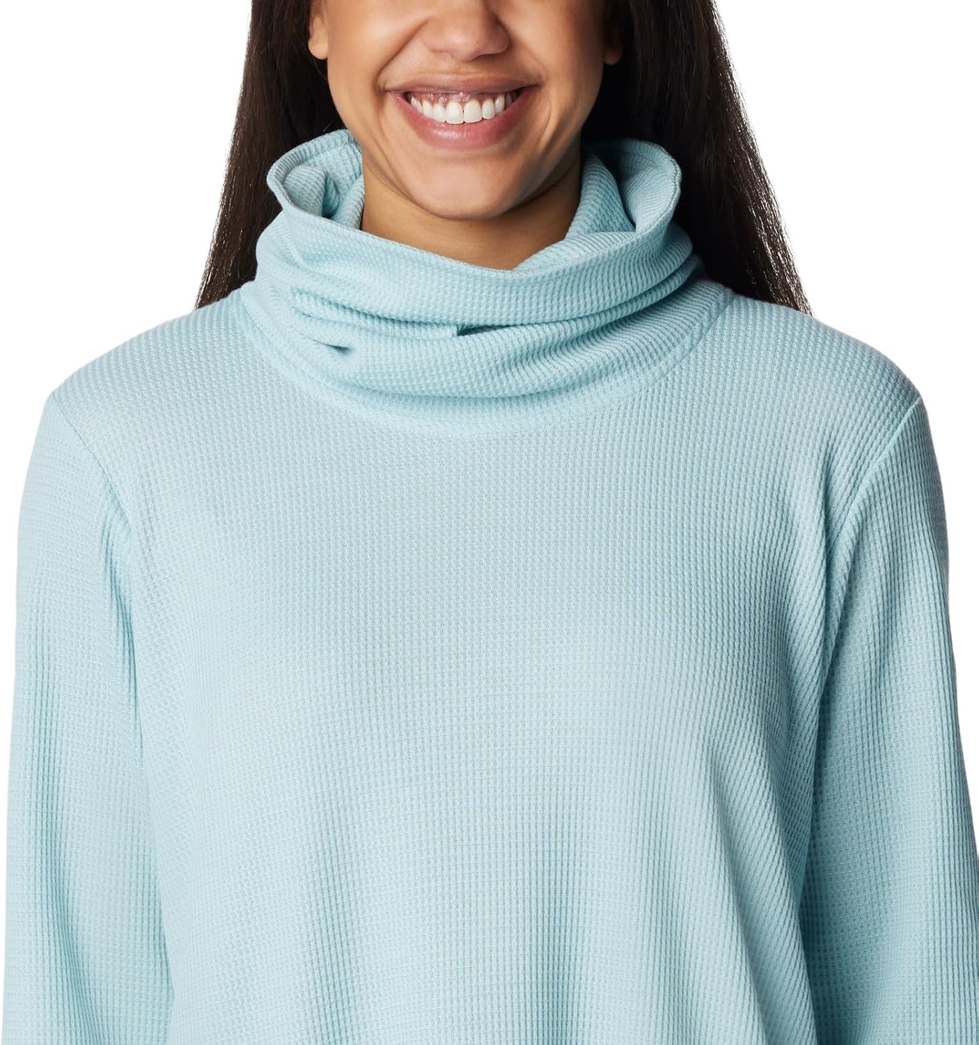 image:imageColumbia Womens Holly Hideaway Waffle Cowl Neck PulloverAqua Haze