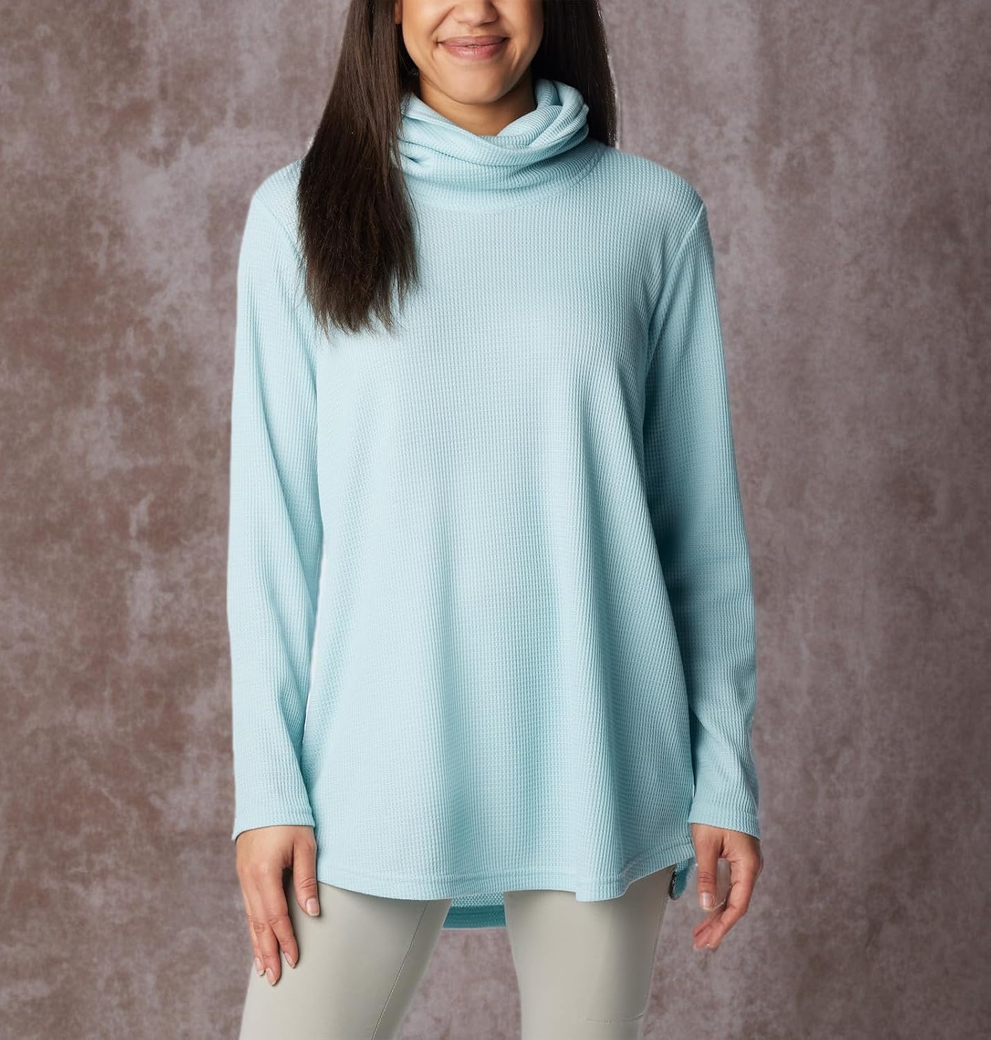 image:imageColumbia Womens Holly Hideaway Waffle Cowl Neck PulloverAqua Haze