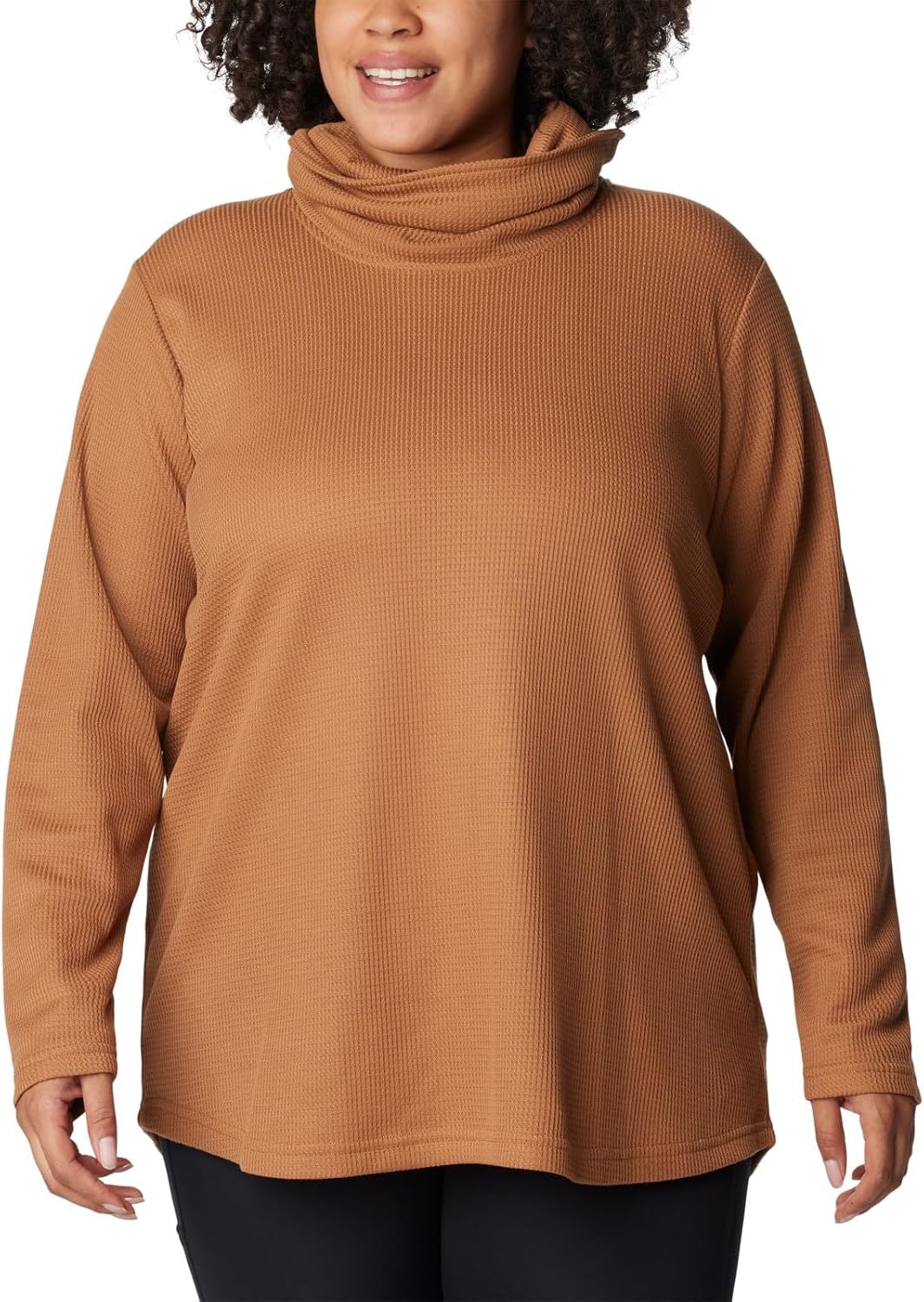 image:imageColumbia Womens Holly Hideaway Waffle Cowl Neck PulloverCamel Brown