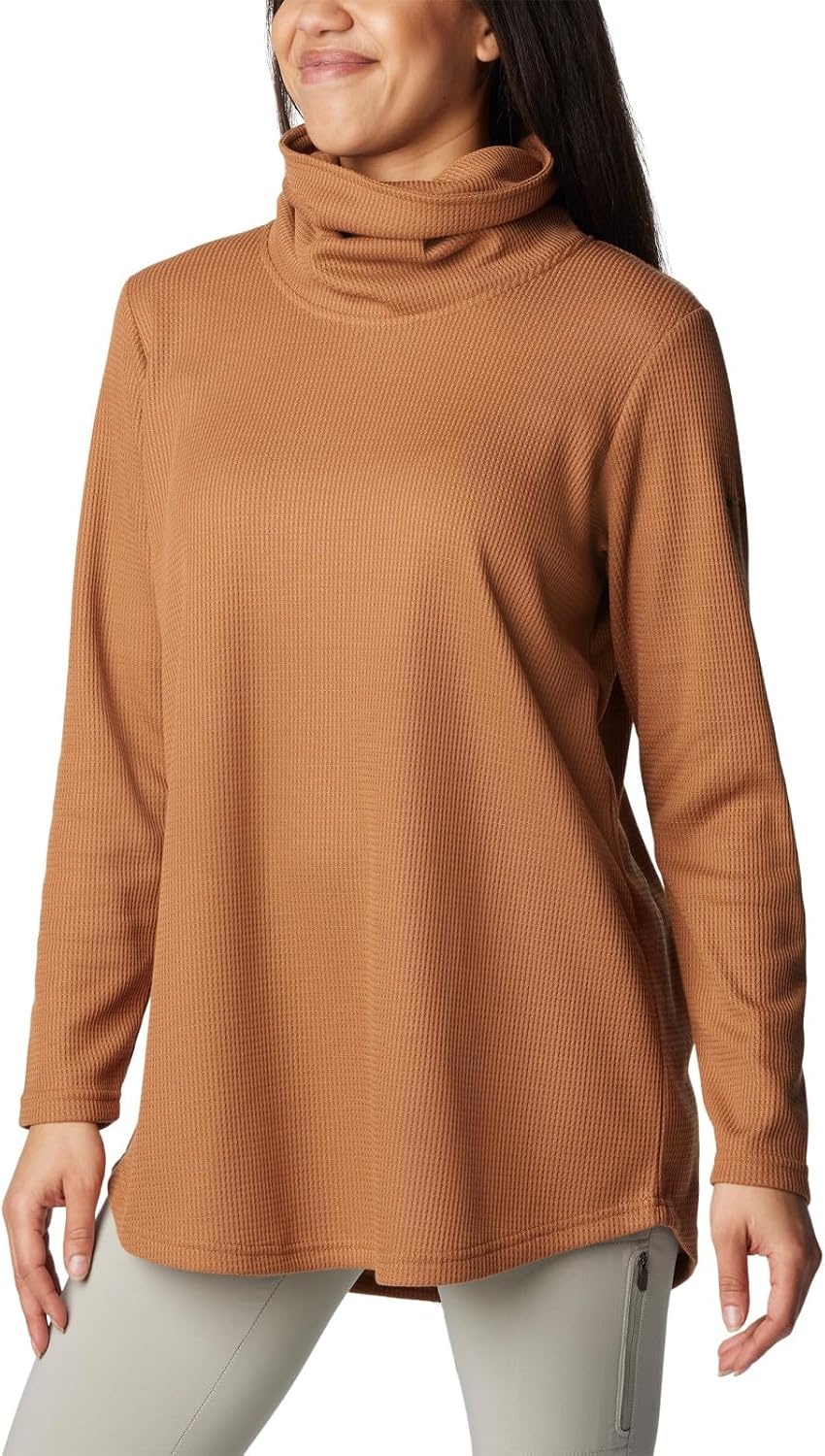 image:imageColumbia Womens Holly Hideaway Waffle Cowl Neck PulloverCamel Brown
