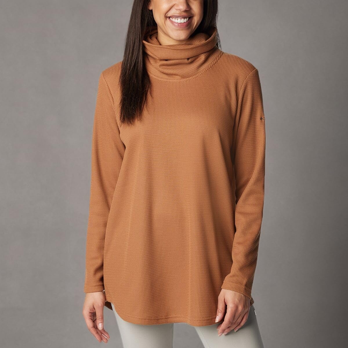 image:imageColumbia Womens Holly Hideaway Waffle Cowl Neck PulloverCamel Brown