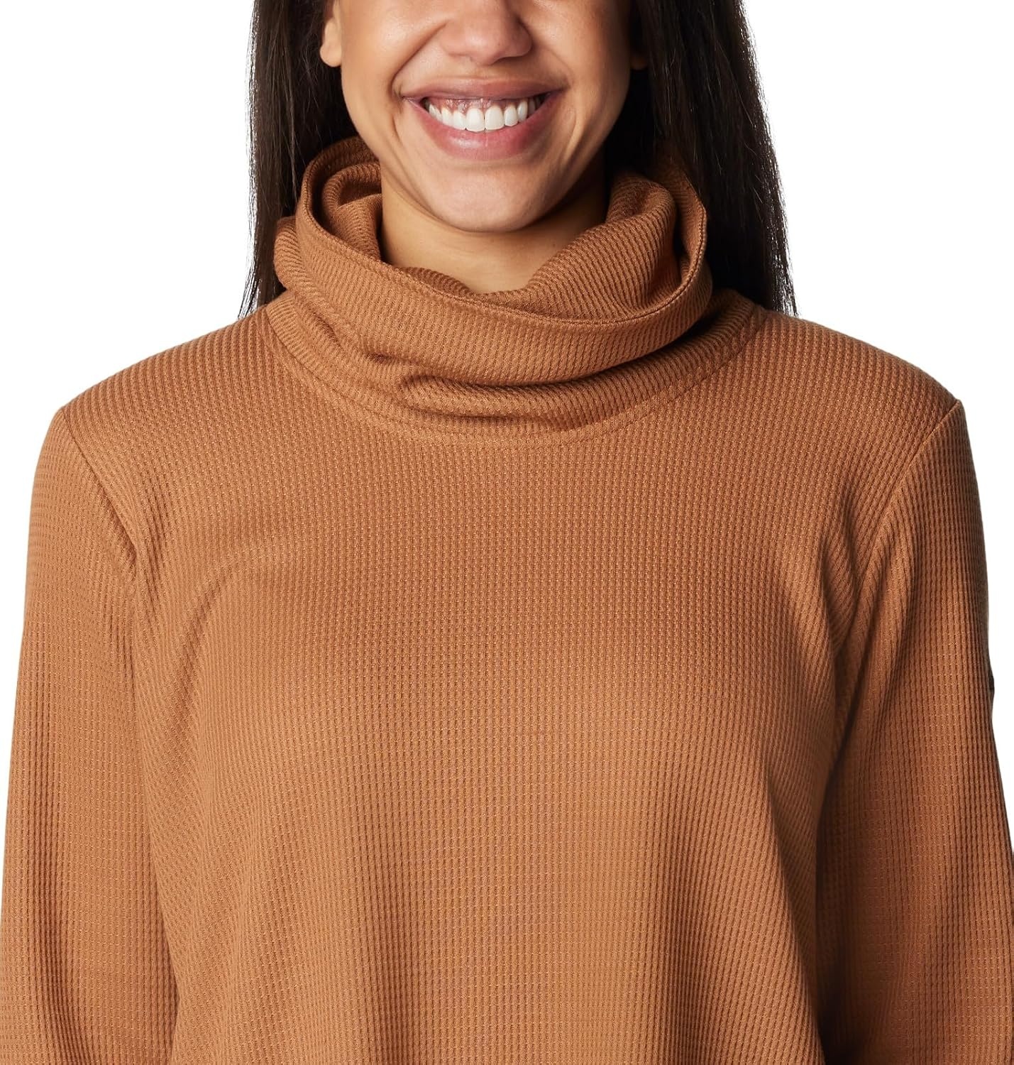 image:imageColumbia Womens Holly Hideaway Waffle Cowl Neck PulloverCamel Brown