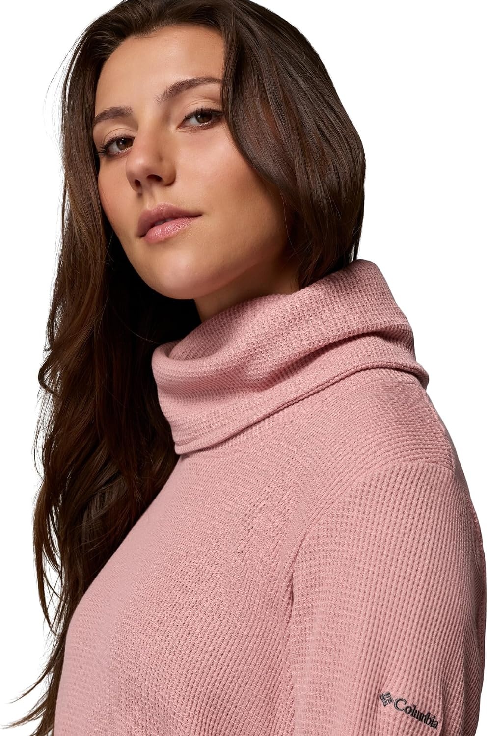 image:imageColumbia Womens Holly Hideaway Waffle Cowl Neck PulloverEraser Pink