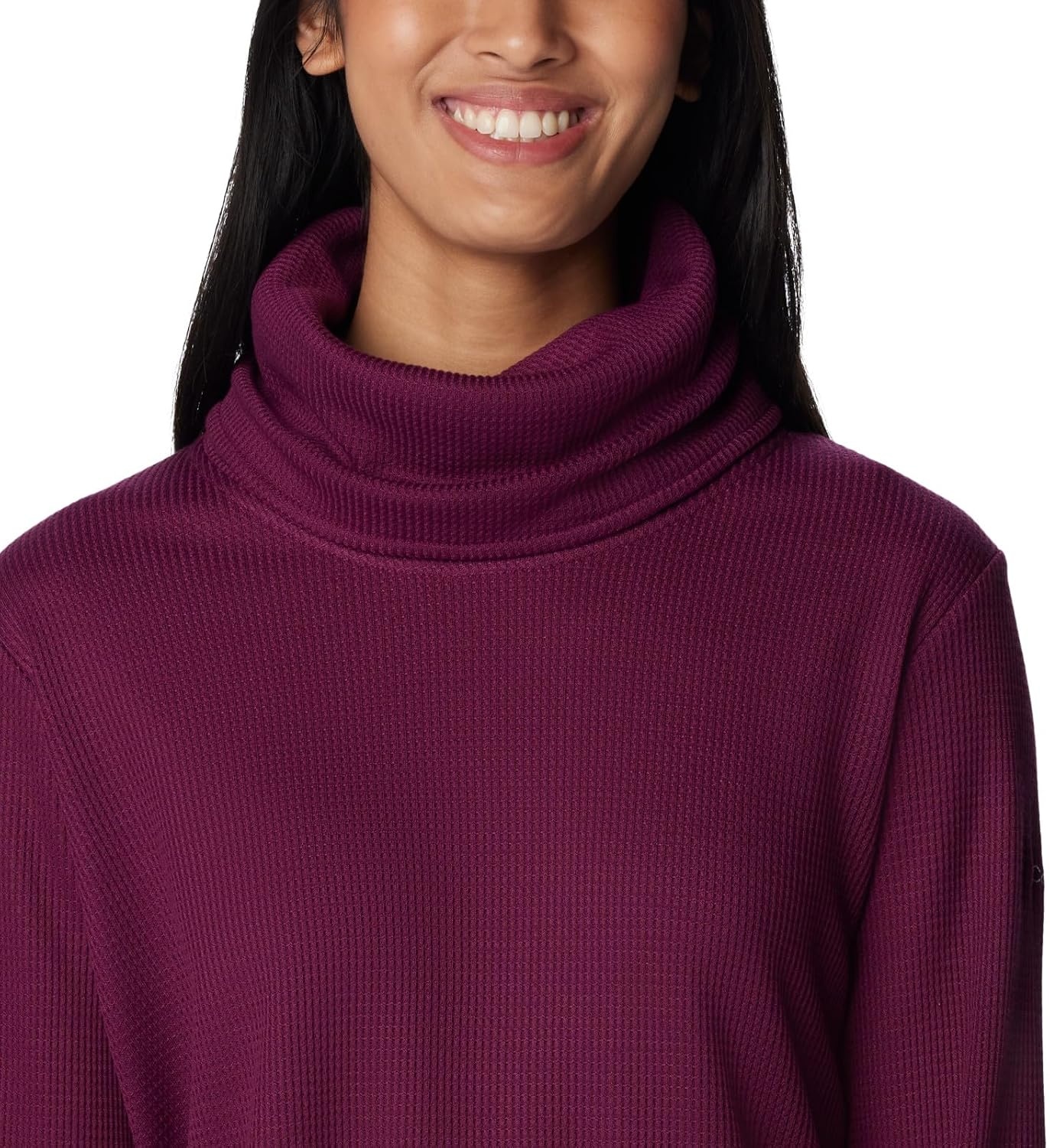 image:imageColumbia Womens Holly Hideaway Waffle Cowl Neck PulloverMarionberry