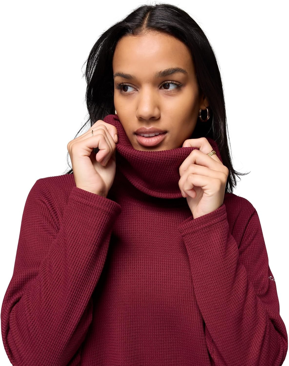 image:imageColumbia Womens Holly Hideaway Waffle Cowl Neck PulloverRich Wine