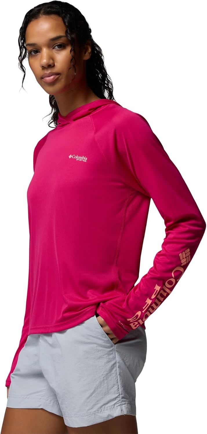 image:imageColumbia Womens PFG Tidal Tee II HoodieGuava PinkTiki Pink