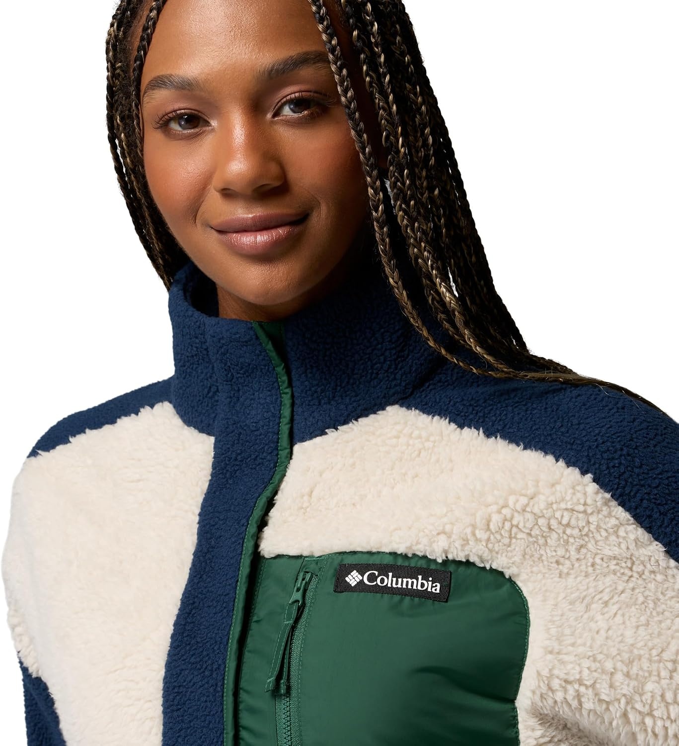 image:imageColumbia Womens Rose Park Sherpa PulloverCollegiate NavyDark StoneRain Forest