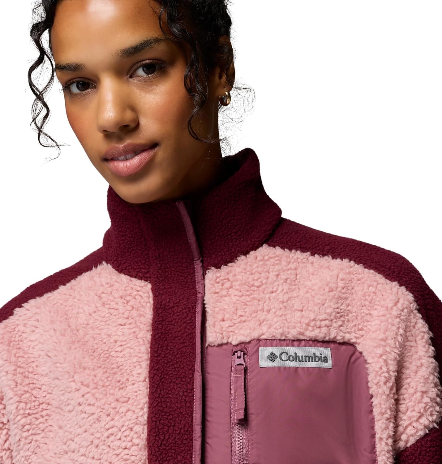 image:imageColumbia Womens Rose Park Sherpa PulloverRich WineEraser PinkAntique Mauve