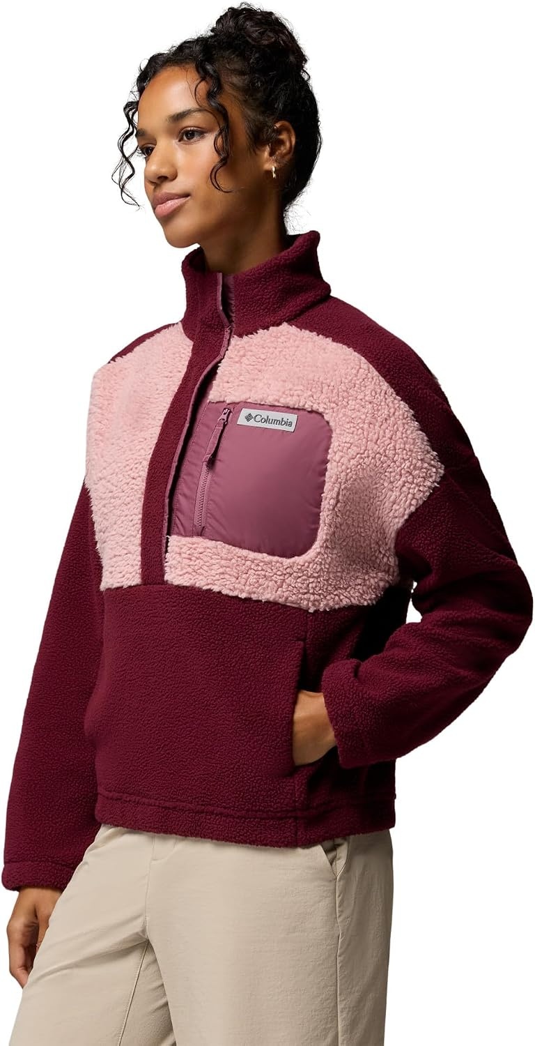 image:imageColumbia Womens Rose Park Sherpa PulloverRich WineEraser PinkAntique Mauve